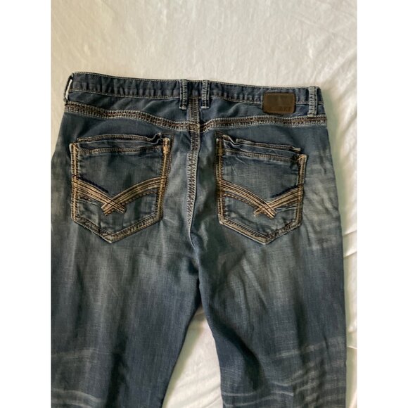 BKE Tyler Mens Distressed Bootcut Jeans Size 38x32 Blue Denim Cotton/Spandex - Picture 3 of 10